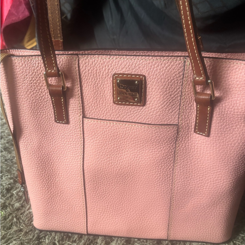 Dooney & Bourke Pink and Brown Leather Tote